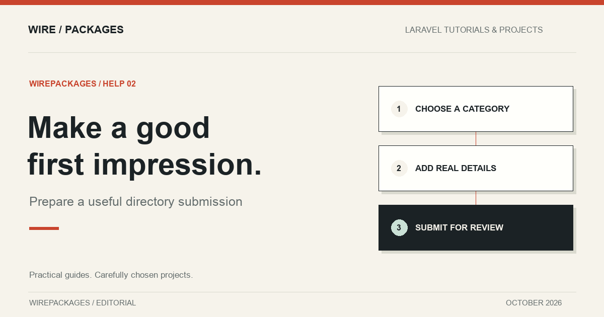 WirePackages guide to preparing a directory submission
